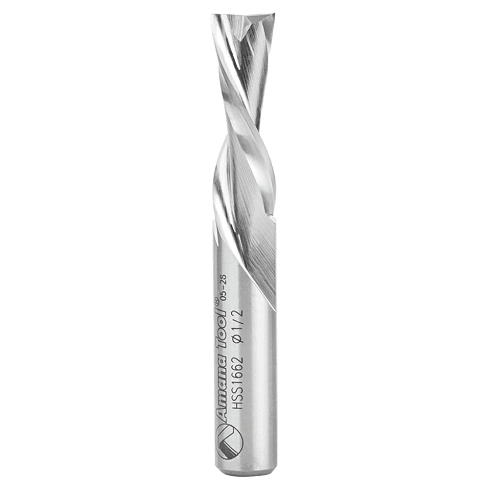 1/2" x 3-1/2" Aluminum Cutting Down-Cut Spiral Router Bit, 2-Flute, 1/2" Shank
