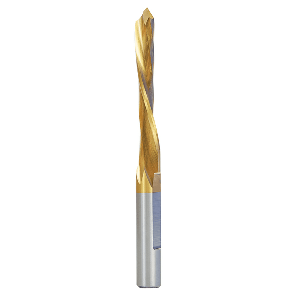 1/2" x 5-1/2" TiN Coated Down-Cut Steel Door Bit, 1-Flute, 1/2" Shank