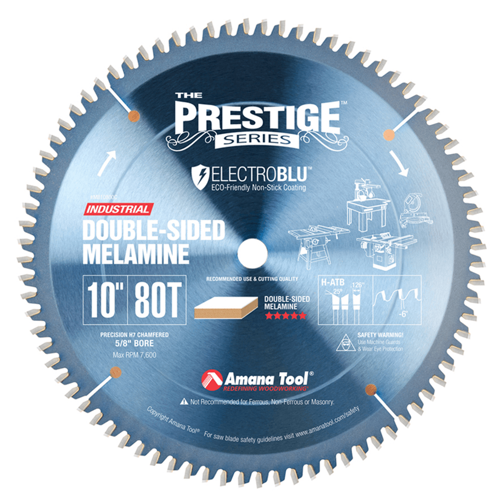 10" x 80 Teeth Electro-Blu Non-Stick Coated Double-Face Melamine Saw Blade