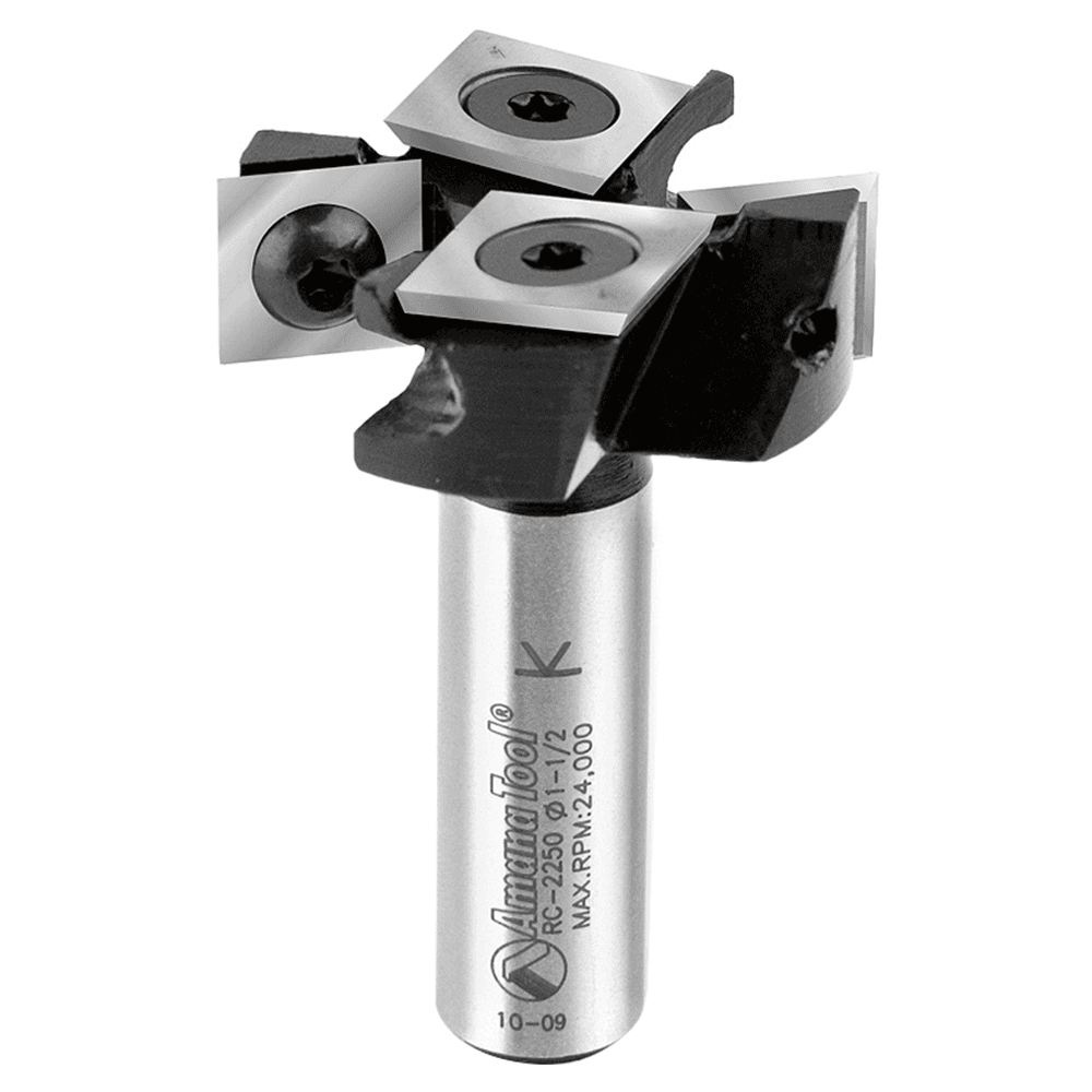 1-1/2" Dia x 1/2" Insert Carbide Mini Spoilboard Surfacing, Rabbeting, Flycutter, Slab Leveler/Surface Planer Router Bit, 1/2" Shank