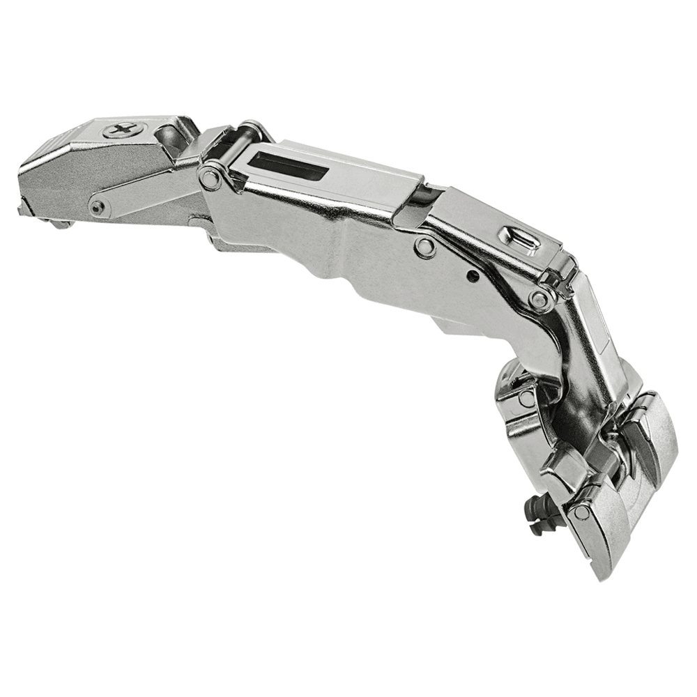 Clip Top 155° Opening Zero Protrusion Hinge, 45mm Bore Pattern, Self-Closing, Full Overlay, Nickel-Plated, Inserta