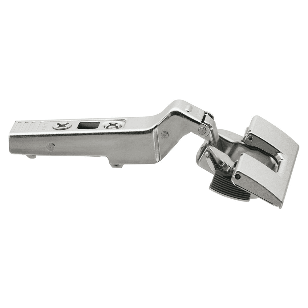 Clip Top +30° III Angled 95° Opening Hinge, 45mm Boring Pattern, Self-Closing, Overlay, Nickel-Plated, Inserta