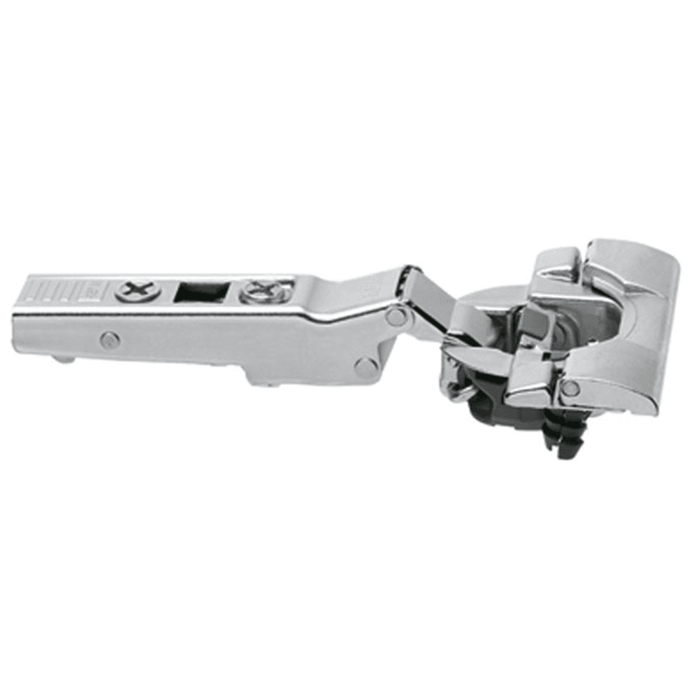 Clip Top -15° III Angled 110° Opening Hinge with BLUMOTION Soft-Closing, 45mm Boring Pattern, Full Overlay, Nickel-Plated, Inserta