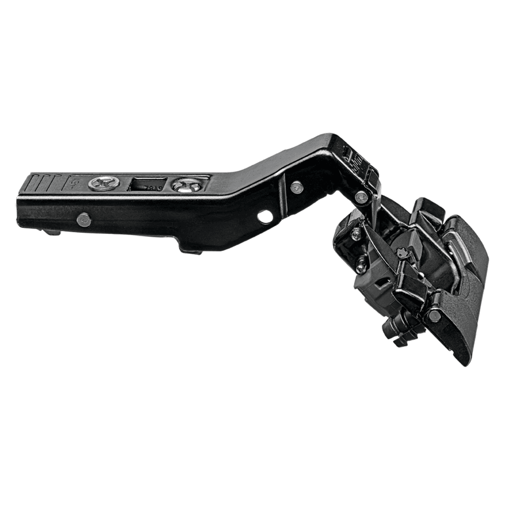 Clip Top +45° I Angled 95° Opening Hinge, 45mm Boring Pattern, Self-Closing, Overlay, Onyx Black, Inserta