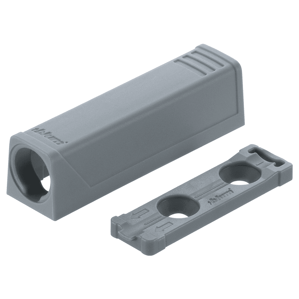 Tip-On Push to Open In-Line Adaptor Plate for Standard Doors, Gray