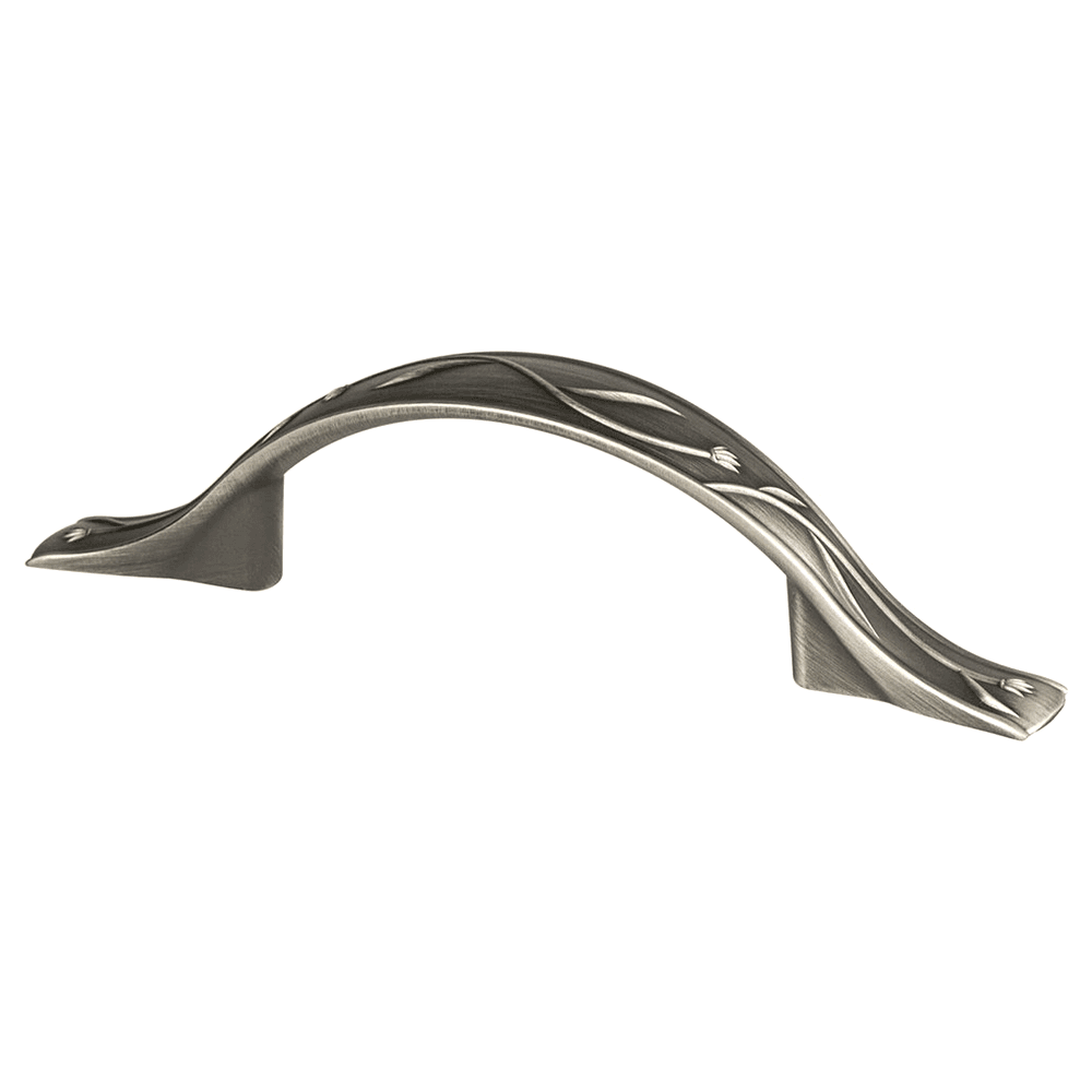 3"/3-1/2" Art Nouveau Arch Pull, Vintage Nickel