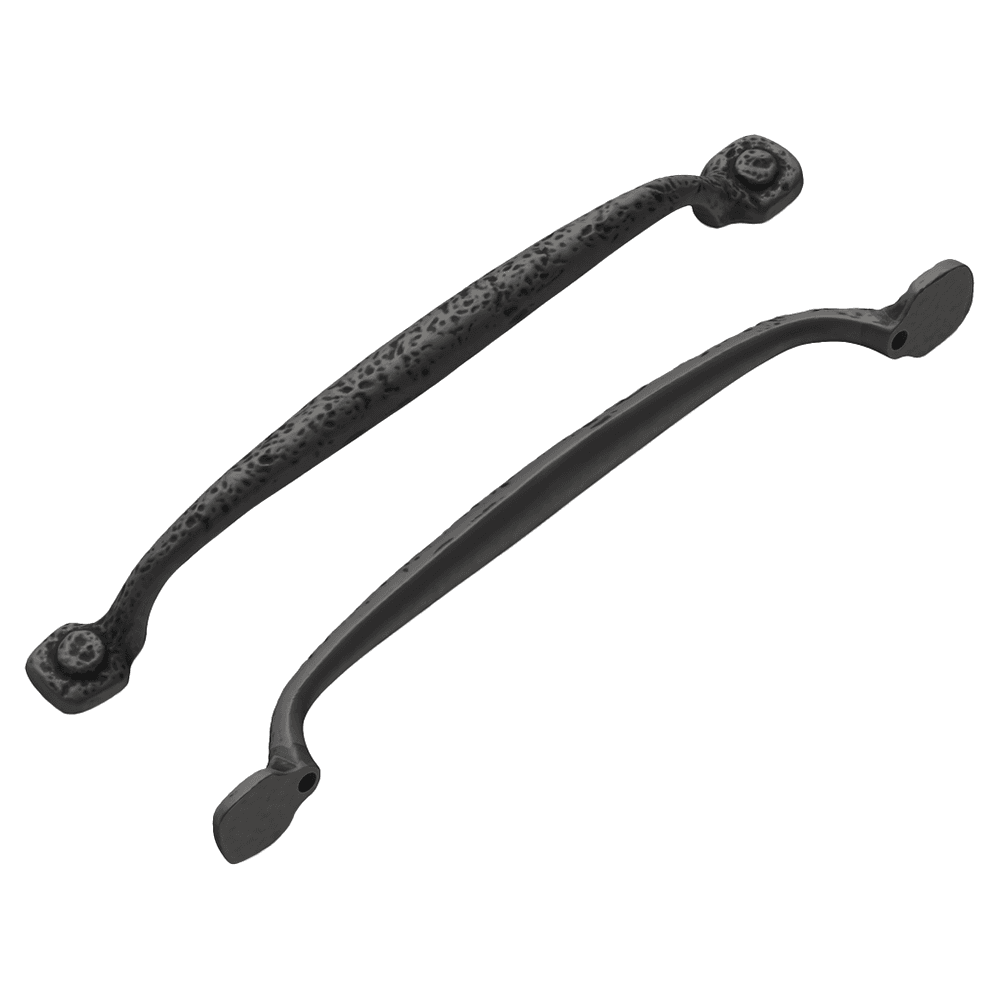 7-9/16" Refined Rustic Cabinet Pull, Black Iron (5/Box)