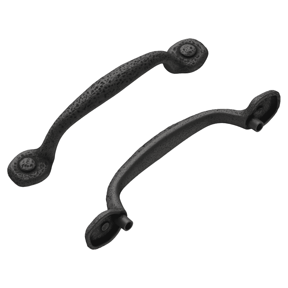 3-3/4" Refined Rustic Cabinet Pull, Black Iron