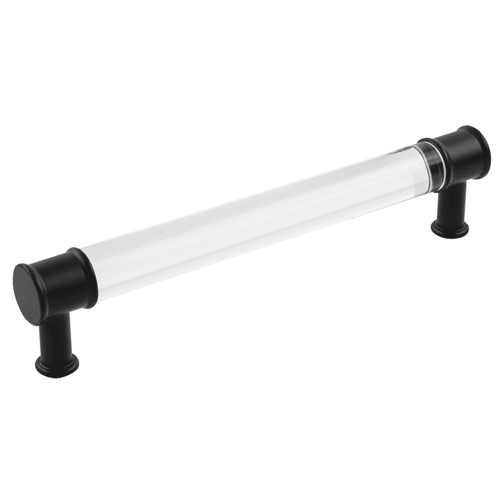 6-5/16" Midway Bar Pull, Crysacrylic/Matte Black