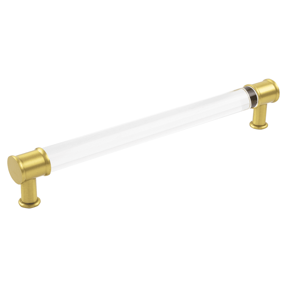 8-13/16" Midway Bar Pull, Crysacrylic/Brushed Golden Brass
