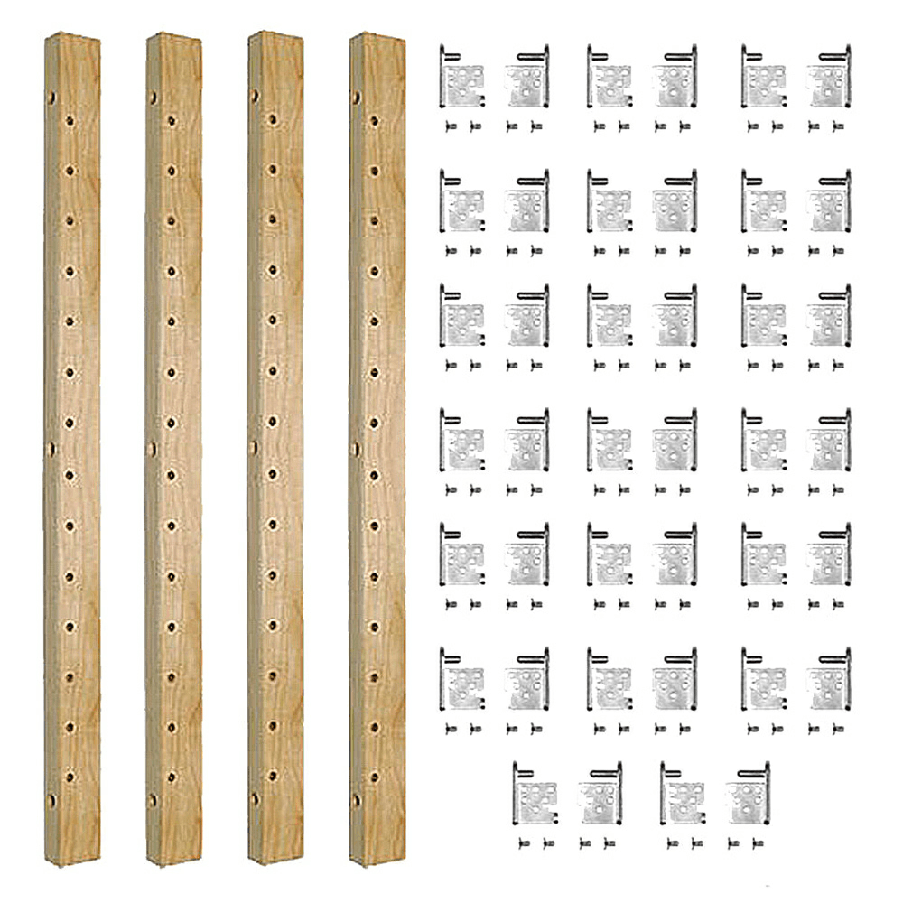 58-5/8" X-Series Pilaster Kit with 20 Brackets, Maple Finish