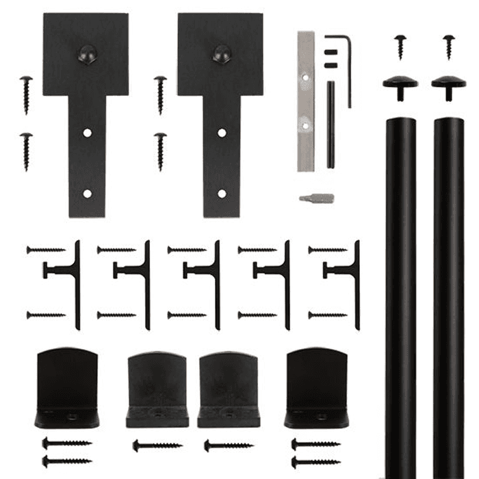 Cube Strap Front Mount Hardware Kit for Rolling Barn Doors, Black
