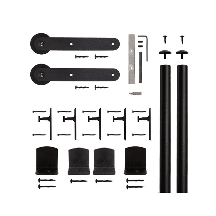 Stick Strap Front Mount Hardware Kit for Rolling Barn Doors, Black