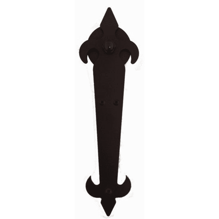 Fleur-Di-Lis Style non-Forged Strap with Roller for Rolling Barn Doors, Black