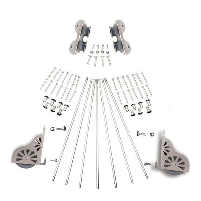 20" Wide Hardware Kit for Rolling Library Ladders, Satin Nickel