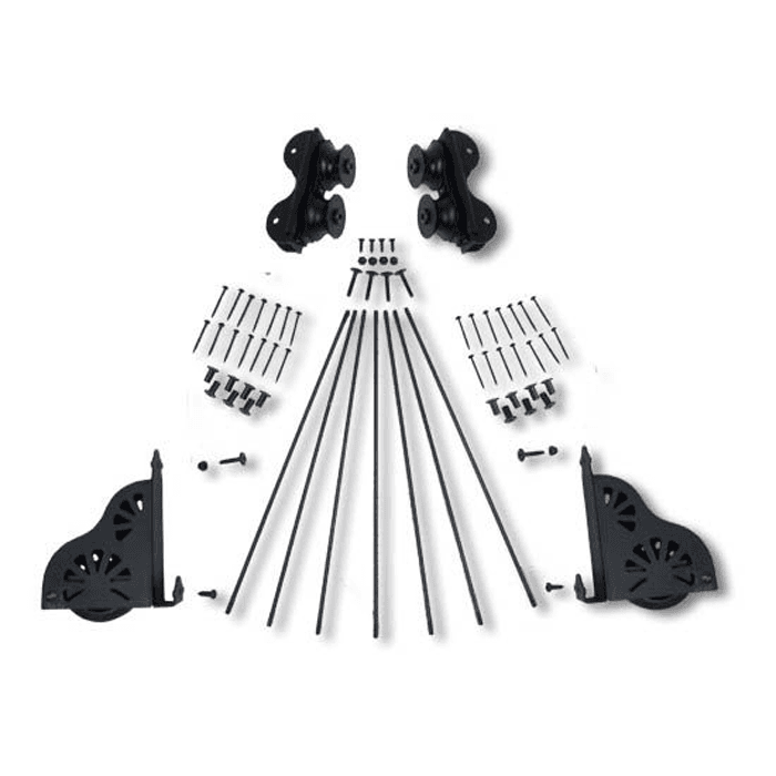 20" Wide Hardware Kit with Brake for Rolling Library Ladders, Black