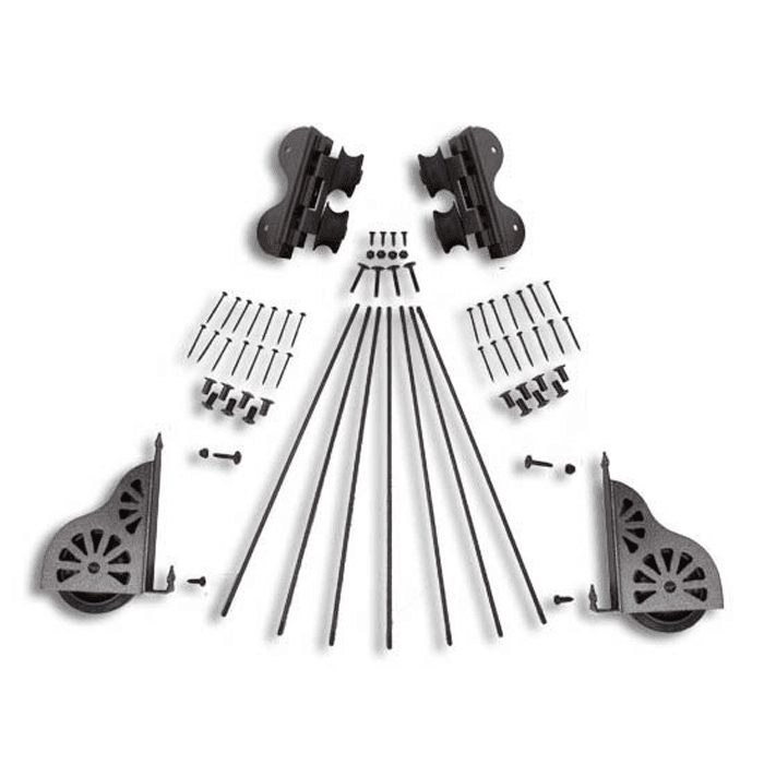 20" Hardware Swivel Kit with Brake for Rolling Library Ladders, Hammered Antique Brass
