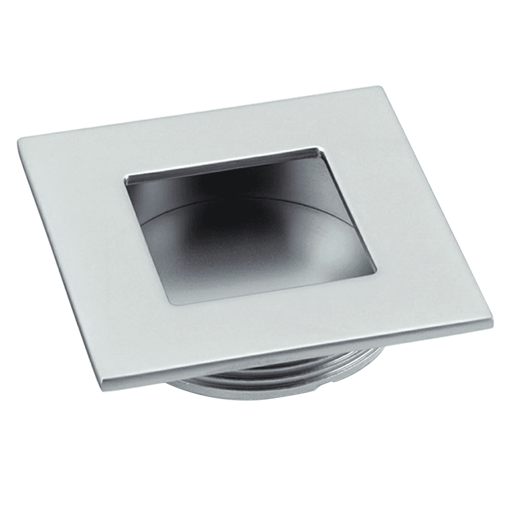 1-19/32" Square Frame Flush Pull, Matte Chrome