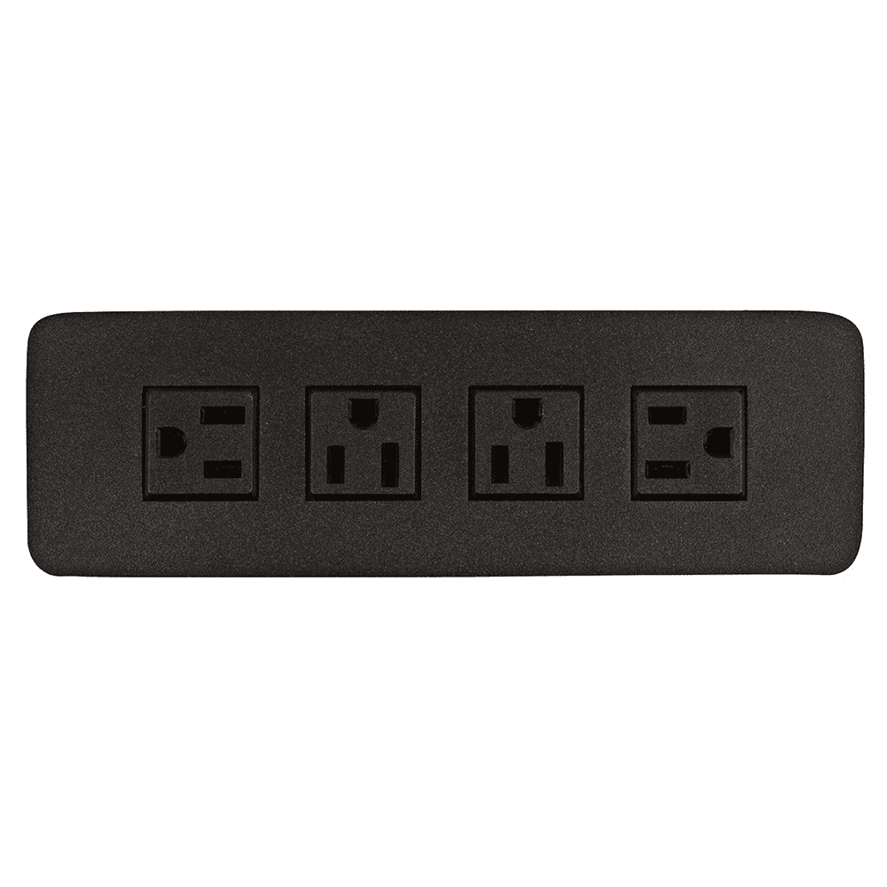 7-3/4" Flush Power Grommet with 4 Electric Outlets, Black