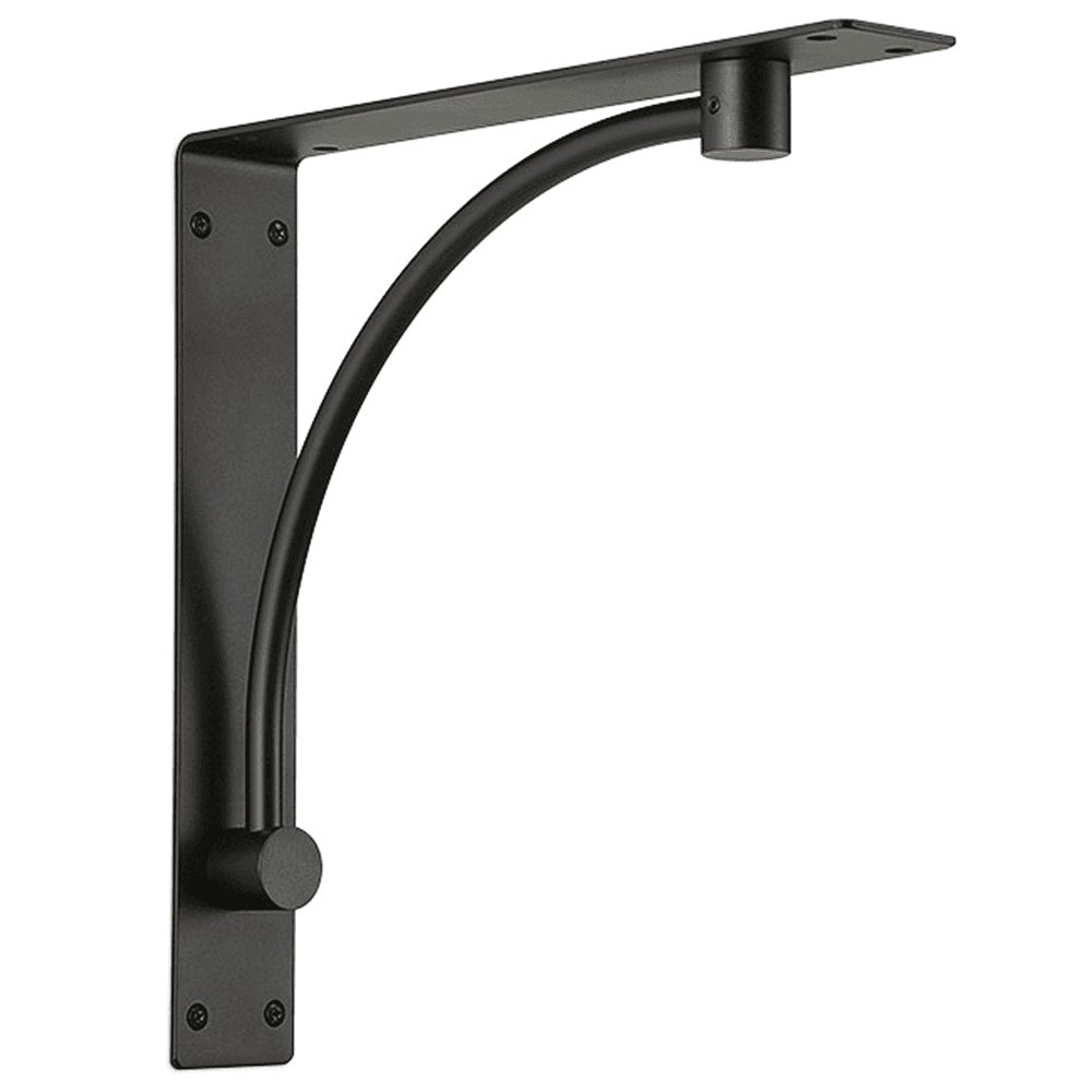 18-1/4" Steel Curved Rod Work Desk Support Bracket, Matte Black Finish