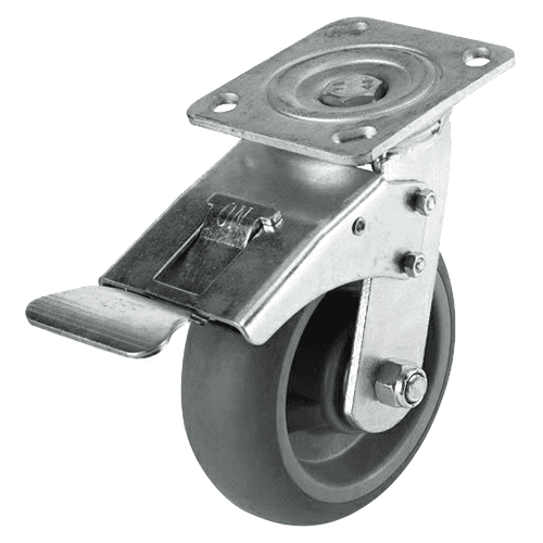 5" C-MML Heavy Duty Thermoplastic Rubber Swivel Caster with Total Lock Brake