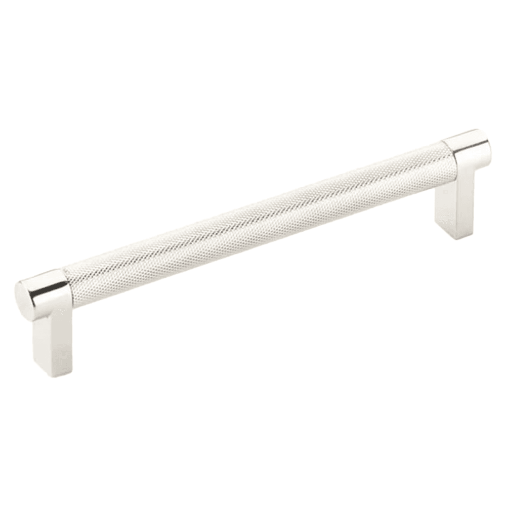 6" Select Rectangular Stem Knurled Cabinet Pull, Polished Nickel/Satin Copper
