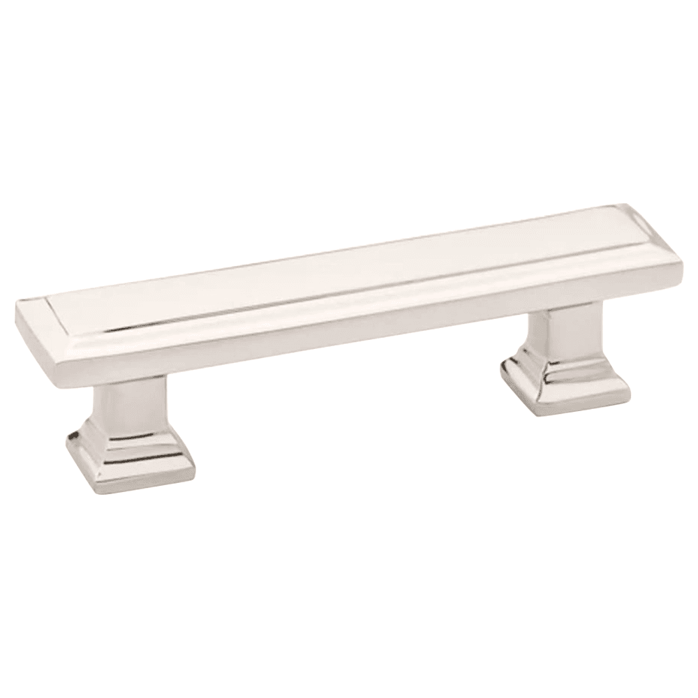 4" Geometric Rectangular Cabinet Pull, Polished Nickel