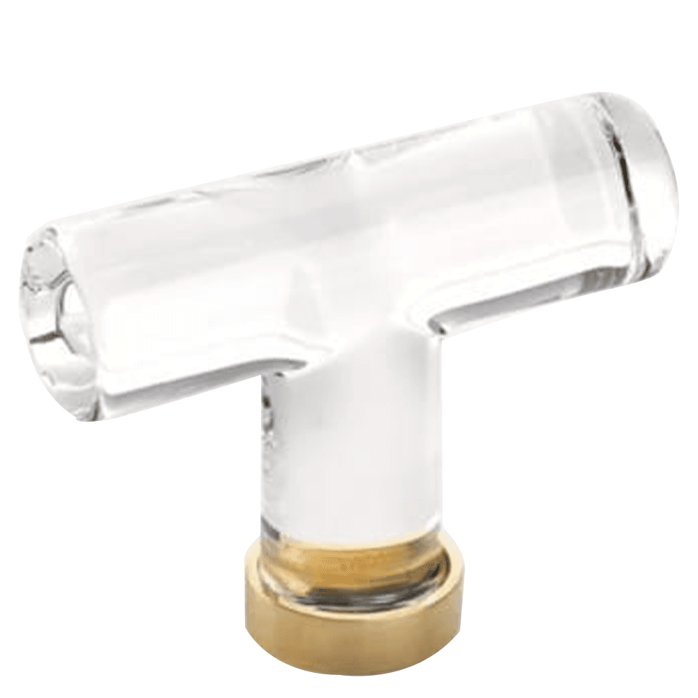 2-1/8" Modern Glass Cabinet T-Knob, Unlacquered Brass