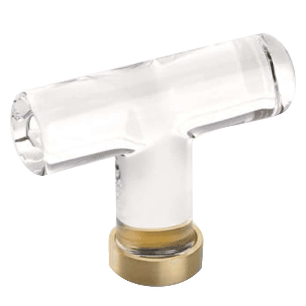 2-1/8" Modern Glass Cabinet T-Knob, Satin Brass