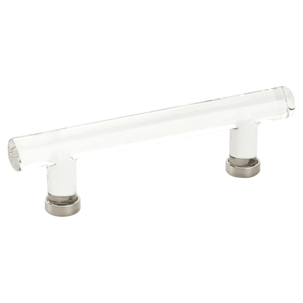 4" Modern Glass Bar Cabinet Pull, Polished Nickel