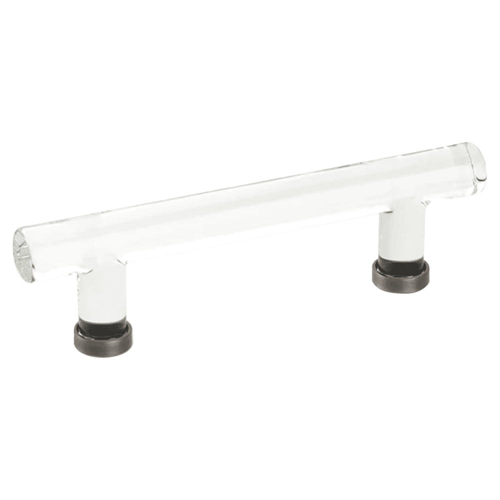 4" Modern Glass Bar Cabinet Pull, Pewter