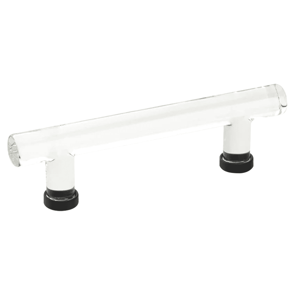 4" Modern Glass Bar Cabinet Pull, Flat Black