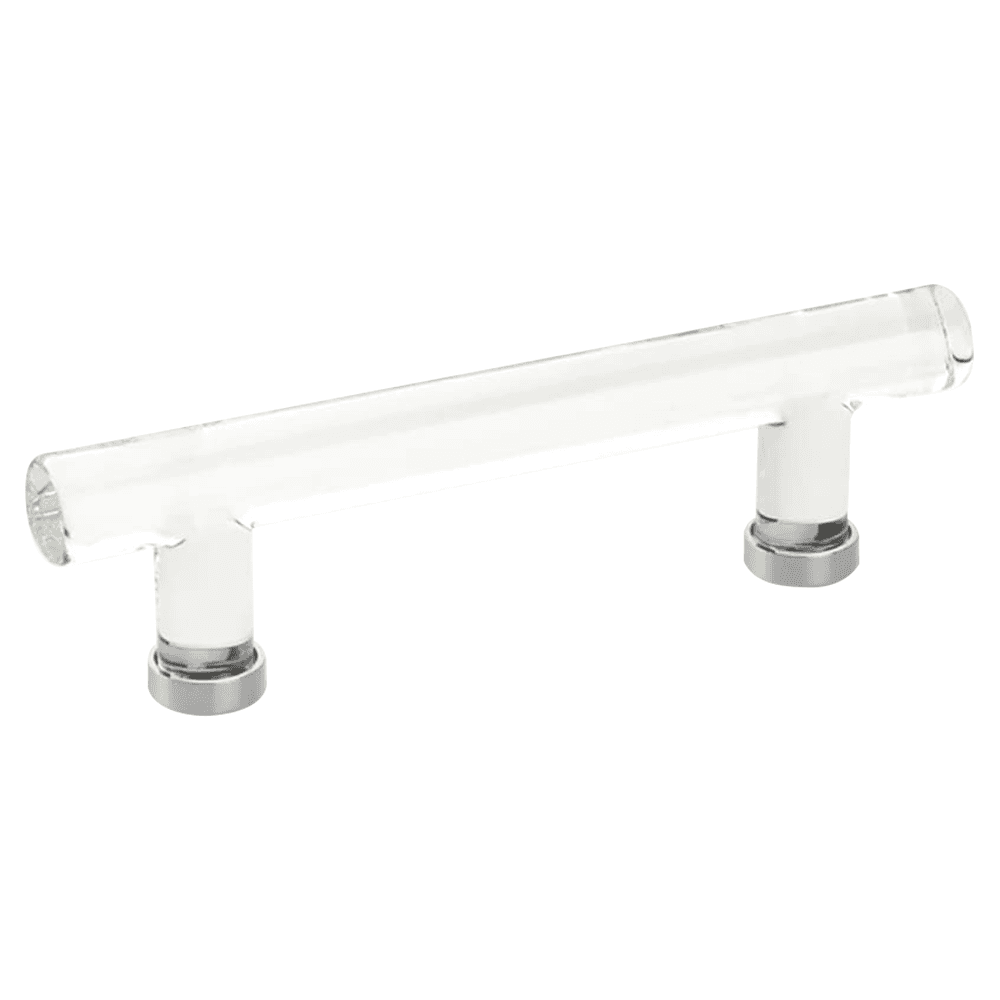 4" Modern Glass Bar Cabinet Pull, Polished Chrome