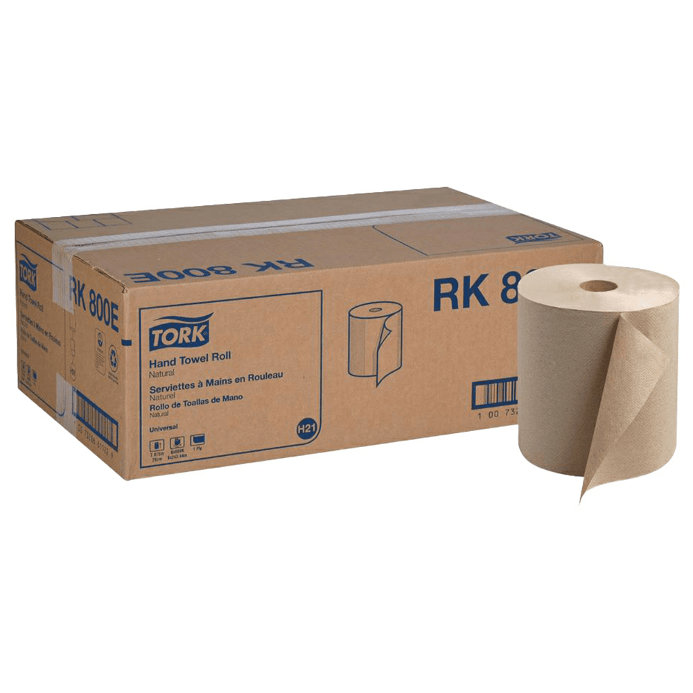 Tork 1-Ply Universal Hardwound Roll Towel, Natural, 7-51/64" x 800' (6 Roll/Box)