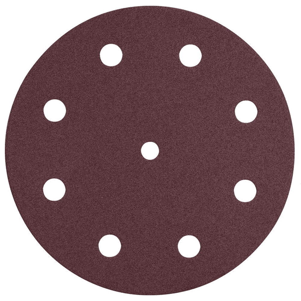 5" Hook & Loop 24 Grit 9 Holes Abrasive Saphir D125 Sanding Disc, Aluminum Oxide on Paper (25/Pack)