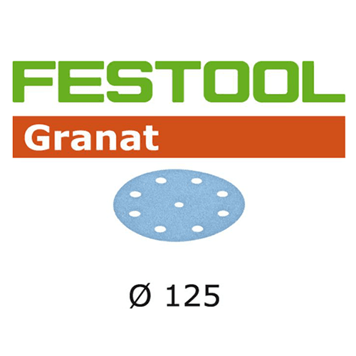 5" Hook & Loop 240 Grit 9 Holes Abrasive Granat D125 Sanding Disc, Aluminum Oxide on Paper (100/Box)