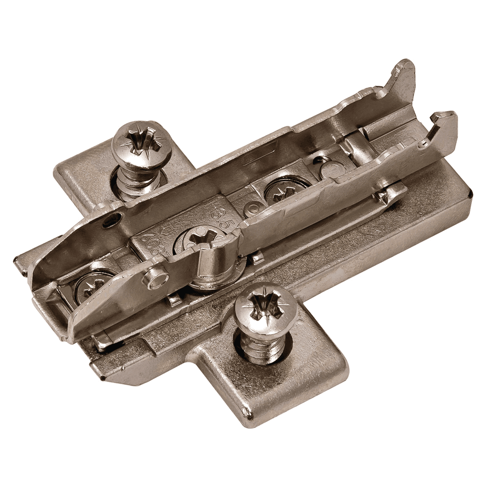 Tiomos Adjustment Wing Mounting Plate with Pre-Mounted Euro Screws, 4-Point Fixing, Nickel-Plated, Screw-On, 0mm