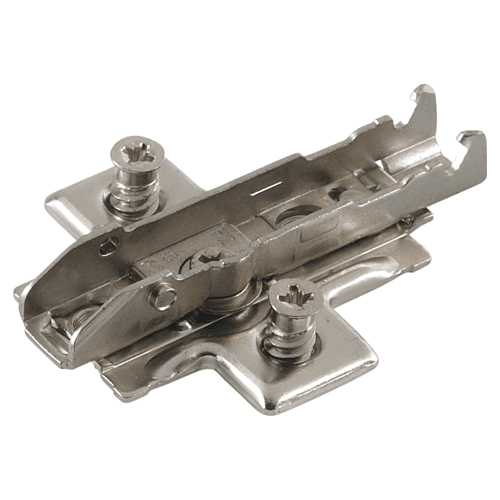 Tiomos Adjustment Wing Mounting Plate with Pre-Mounted Euro Screws, 4-Point Fixing, Nickel-Plated, Screw-On, 2mm