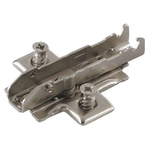 Tiomos Adjustment Wing Mounting Plate with Pre-Mounted Euro Screws, 4-Point Fixing, Nickel-Plated, Screw-On, 3mm