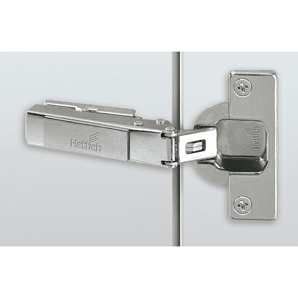 Intermat 125° Opening Hinge, 45mm Boring Pattern, Self-Closing, Overlay, Nickel-Plated, Expando