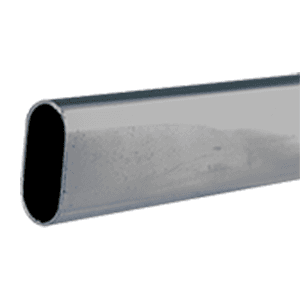 8' Long Oval Steel Closet Rod, Chrome Plated Finish