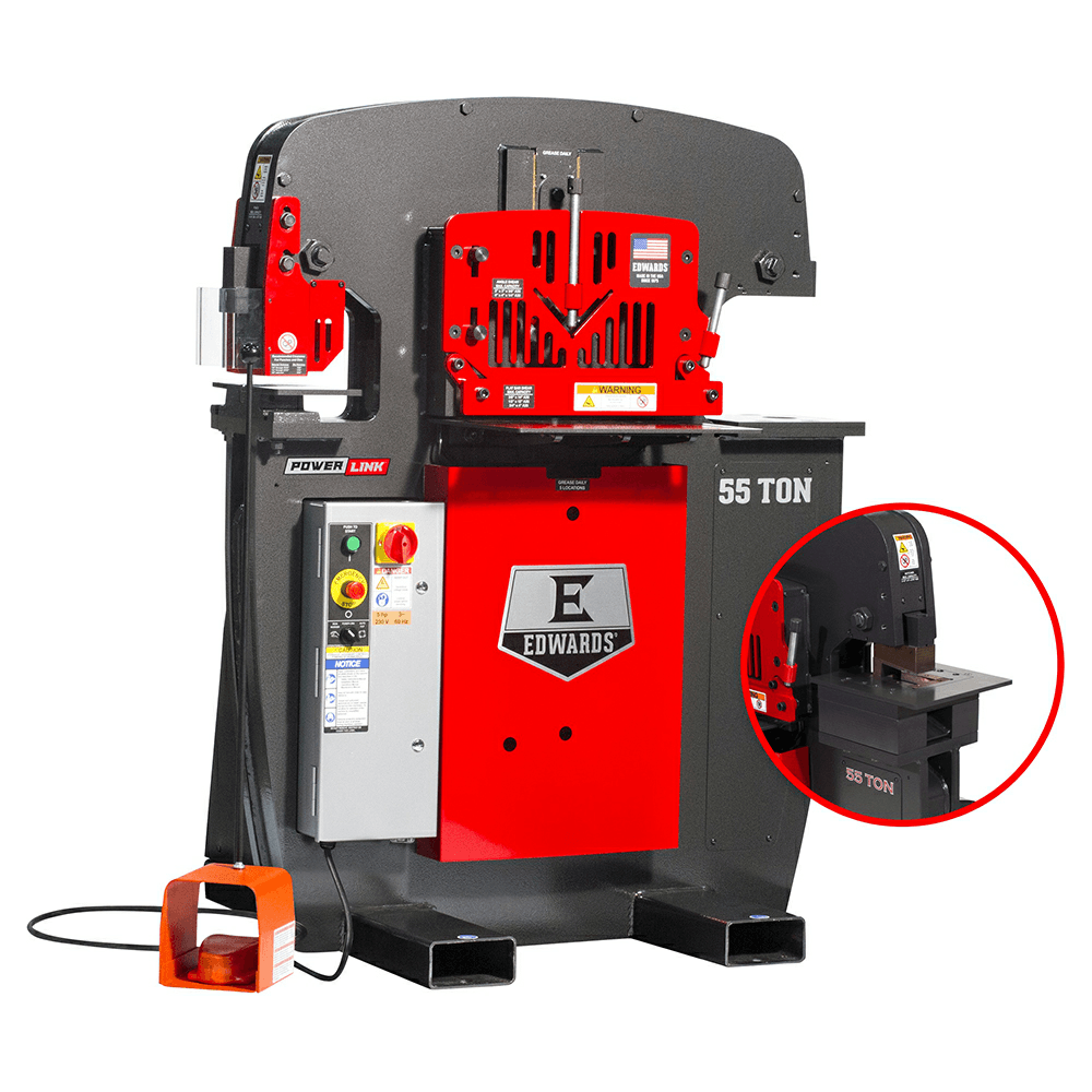 Edwards 55231012 5 HP 55 Ton Ironworker with Coper Notcher, 1 Phase/230V