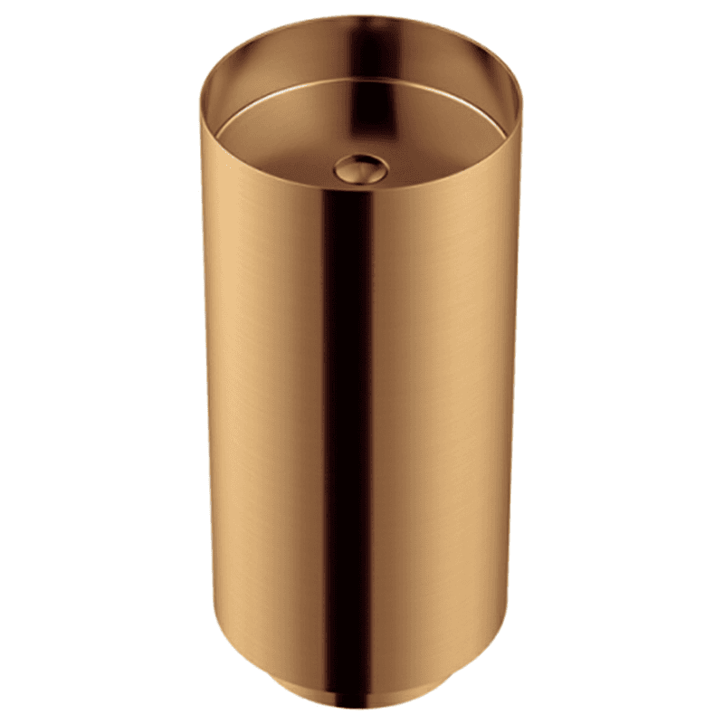 Cinox CCP100 Stainless Steel Free-Standing Round Pedestal Sink, 15" x 15" x 32-5/8", Brushed Copper