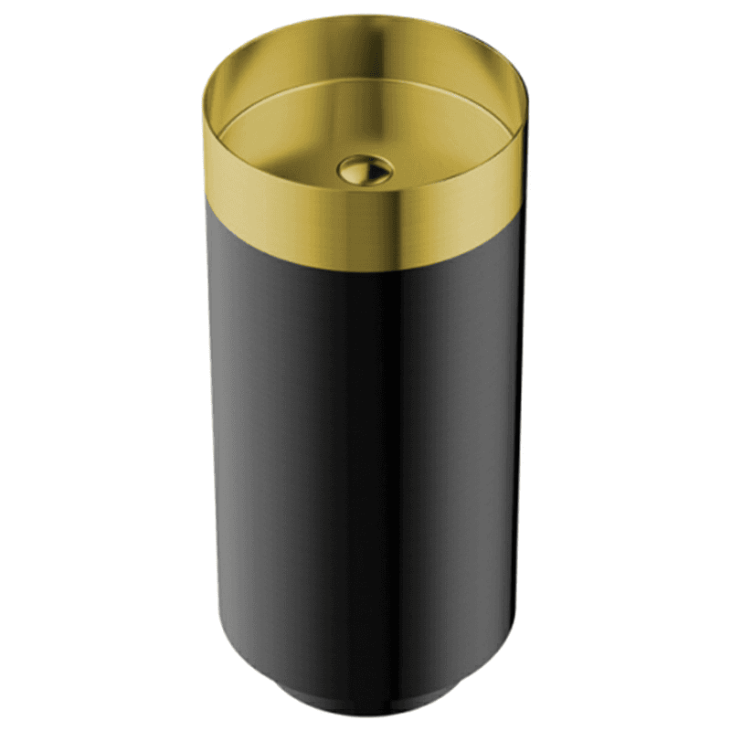 Cinox CCP200 Stainless Steel Free-Standing Round Pedestal Sink, 15" x 15" x 32-5/8", Gold/Gunmetal Gray