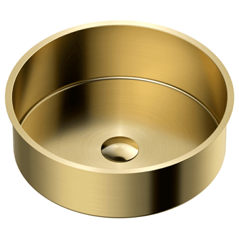 Cinox Stainless Steel Undermount Round Bathroom Sink, 15-3/4" x 15-3/4" x 4-3/4", Gold