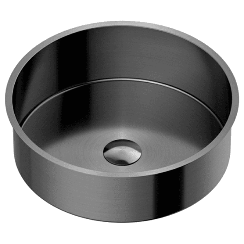 Cinox Stainless Steel Undermount Round Bathroom Sink, 15-3/4" x 15-3/4" x 4-3/4", Gunmetal Gray