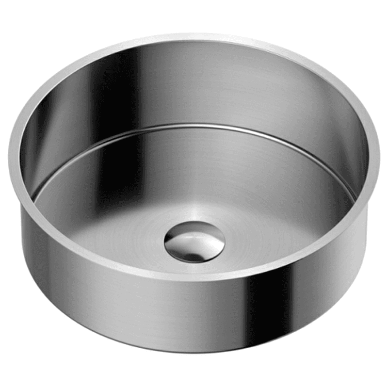 Cinox Stainless Steel Undermount Round Bathroom Sink, 15-3/4" x 15-3/4" x 4-3/4", Stainless Steel