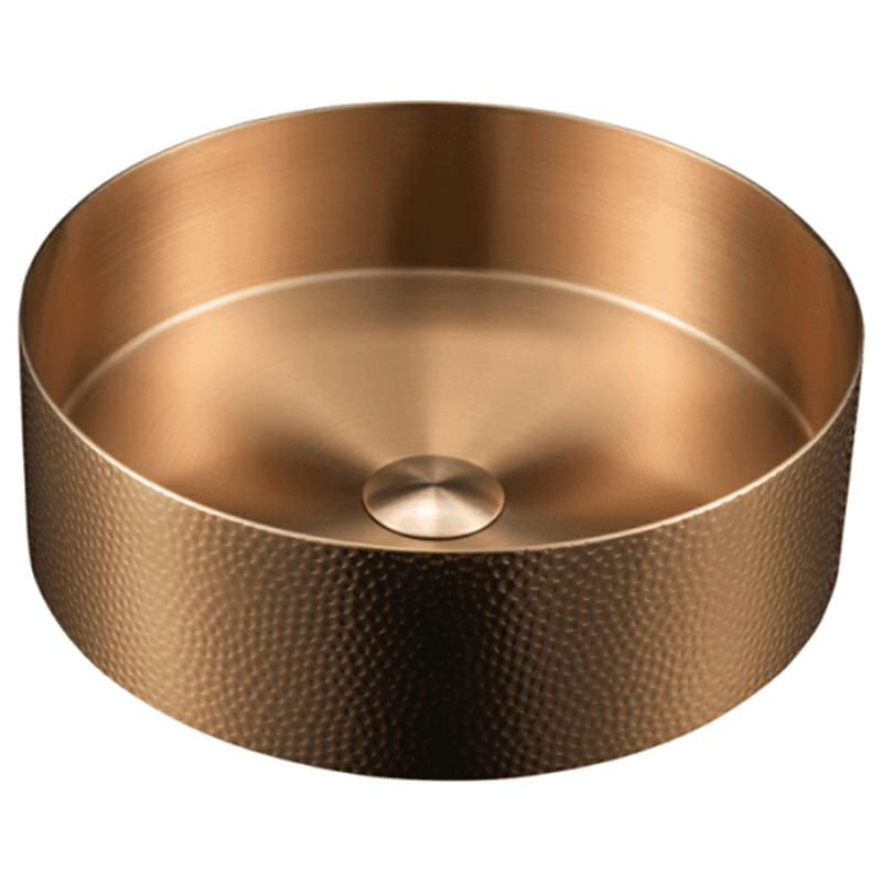 Cinox Stainless Steel Round Vessel Bathroom Sink, 15" x 15" x 4-3/8", Brushed Copper