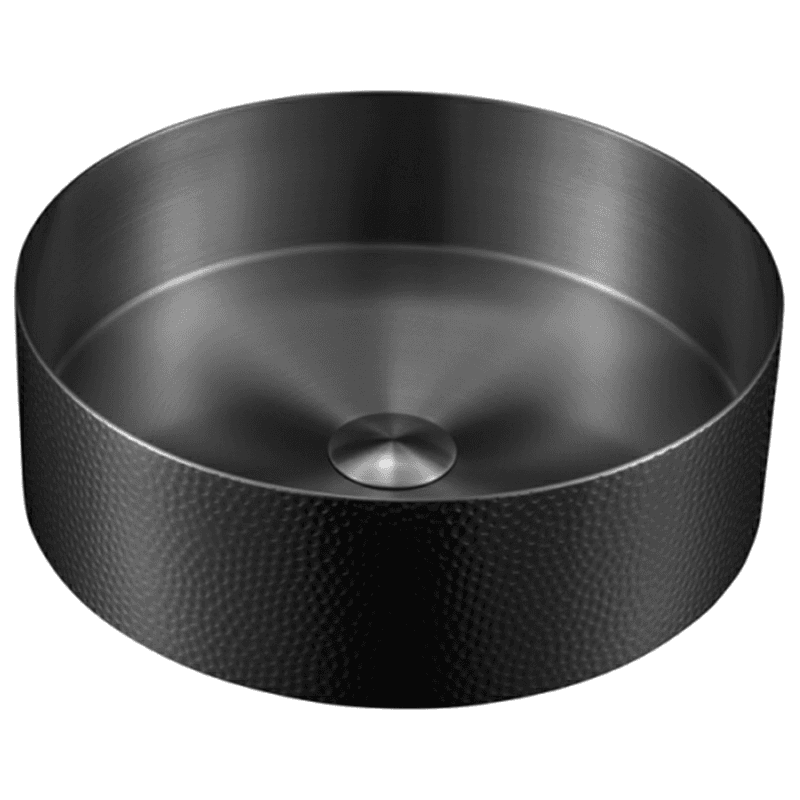 Cinox Stainless Steel Round Vessel Bathroom Sink, 15" x 15" x 4-3/8", Gunmetal Gray