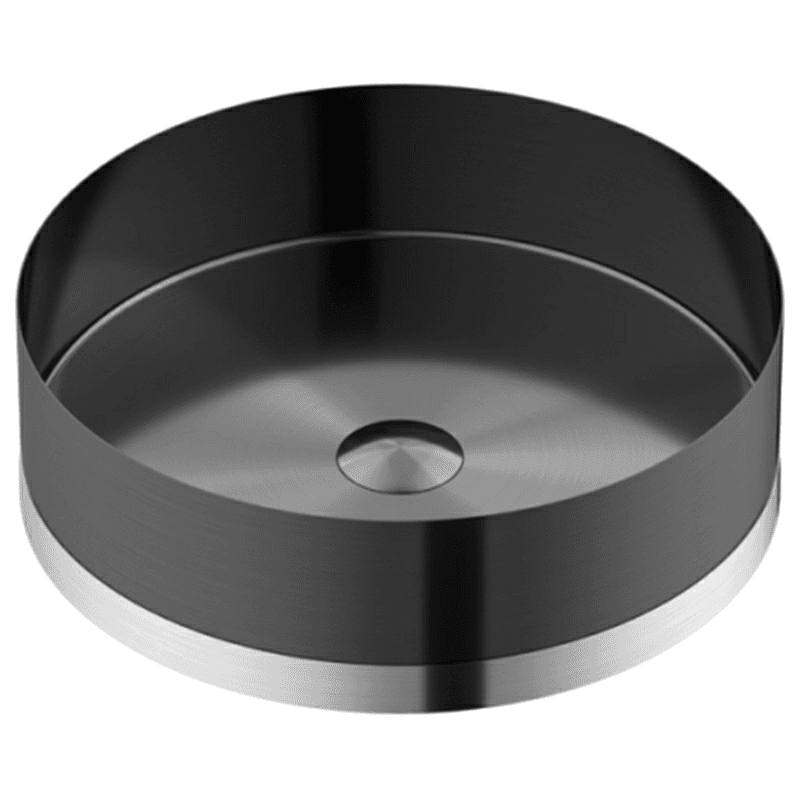 Cinox CCV350 Stainless Steel Round Vessel Bathroom Sink, 15-3/4" x 15-3/4" x 4-3/4", Gunmetal Gray/Stainless Steel
